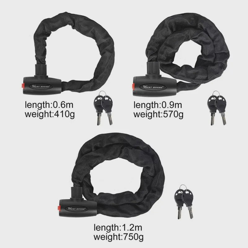 WEST BIKING Fiets Ketting Anti-diefstal Sluiting - Stevig Staal & Duurzaam
