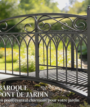 Outsunny Metalen Tuinbrug Barok Stijl - 91cm Hoog, 100kg Draagvermogen