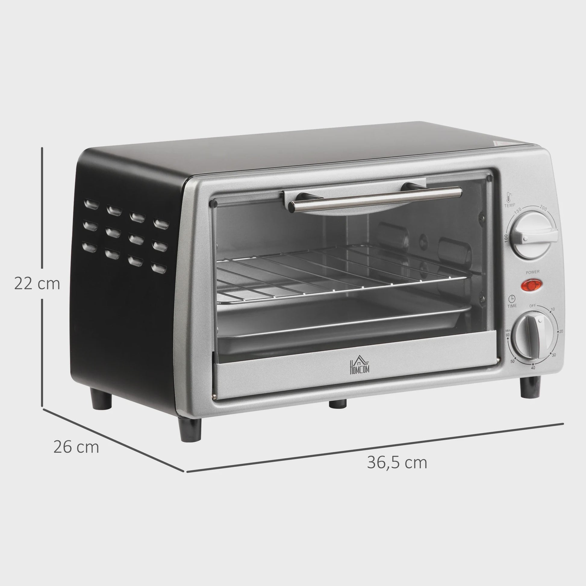 Homcom Tabletop Electric Oven 10 L 750W Temperature 230 ℃   36.5X26X22 cm Silver