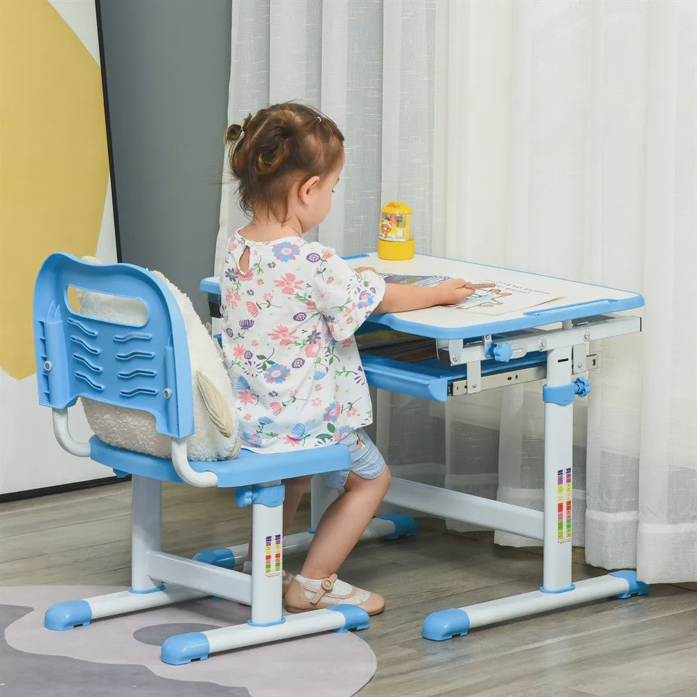 Homcom Children's Desk with Chair for Children +6 Years Adjustable Height 66X47X77