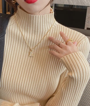 Elegante Dames Gebreide Basic Coltrui met Lange Mouwen - Slank & Chic Koreaans Design