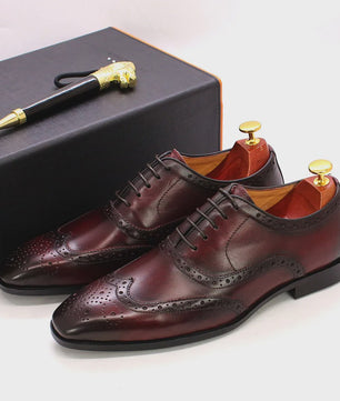 Handgemaakte Heren Leren Wingtip Oxford Schoenen - Klassiek & Formeel