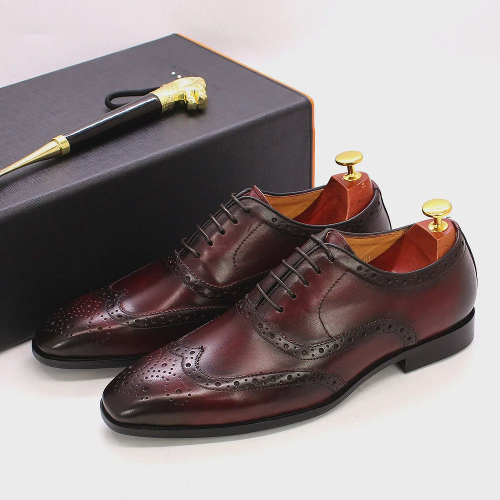 Handgemaakte Heren Leren Wingtip Oxford Schoenen - Klassiek & Formeel