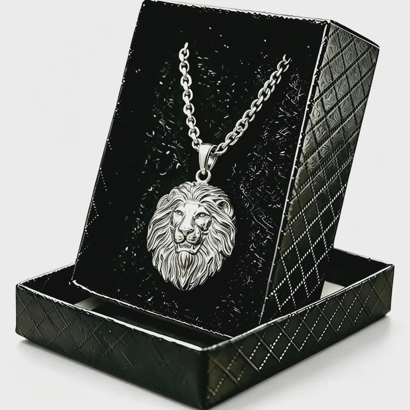 Gouden Leeuwenkop Ketting voor Mannen - Roestvrij Staal Statement Hanger