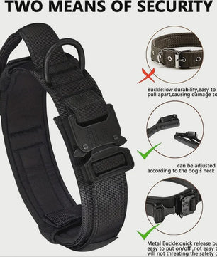 Tactisch Hondenhalsband - Verstelbaar Militair Nylon met Controle Handvat & Metalen Gesp
