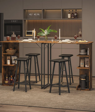 3-delige Bartafel Set met 2 Krukken en Opbergruimte - Compact Keukenmeubel