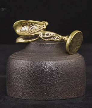Handgemaakt Koperen Beeldje - Vintage Bronzen Mannetje voor Bureau & Huisdecoratie