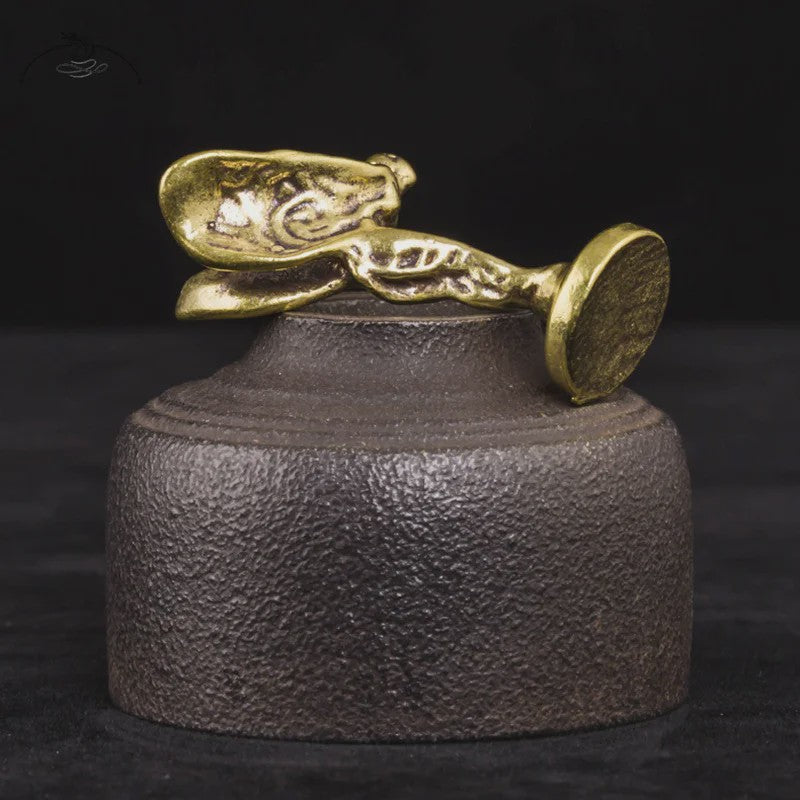Handgemaakt Koperen Beeldje - Vintage Bronzen Mannetje voor Bureau & Huisdecoratie