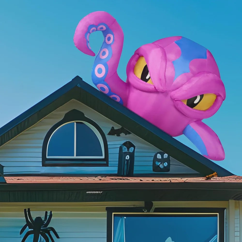 Opblaasbare Paarse Octopus 6.2 FT - Halloween Raamdecoratie & Tuindecoratie met LED