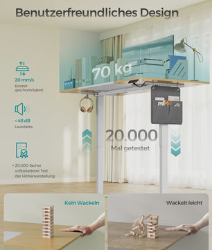SONGMICS Elektrisch In Hoogte Verstelbaar Bureau 180x80 cm met USB-C en Geheugenfunctie