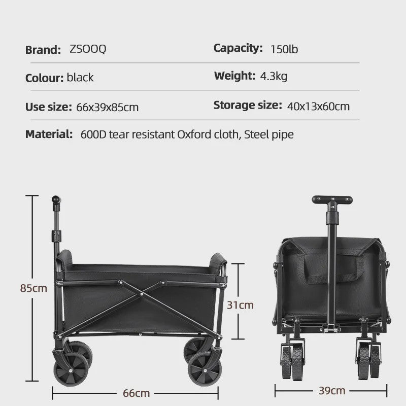 Opvouwbare Transportkar voor Camping, Boodschappen & Strand - Robuust & Draagbaar
