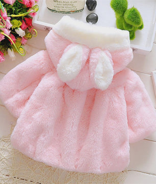 Schattige Baby Meisjes Cape met Konijnenoren - Fleece Jasje voor Herfst/Winter