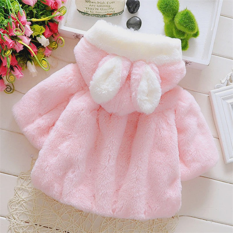 Schattige Baby Meisjes Cape met Konijnenoren - Fleece Jasje voor Herfst/Winter