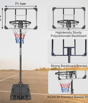 Verstelbare Basketbalpaal 170-213cm met Wielen - Indoor & Outdoor
