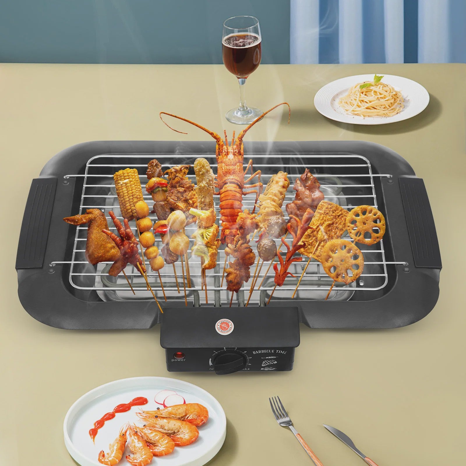 Elektrische Tafelgrill 2000W met 6 Temperatuurstanden - Perfect voor Binnen & Buiten