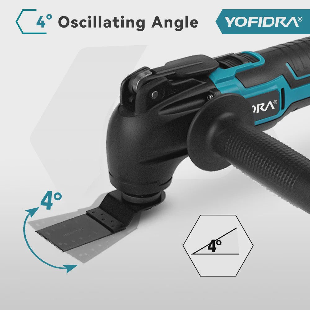 YOFIDRA Snoerloze Multitool met 6 Versnellingen - Zagen, Schuren & Polijsten (Makita 18-21V Batterij)