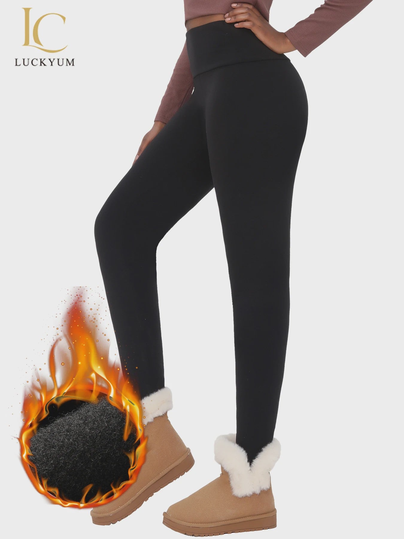 Dames Thermische Fleece Leggings met Hoge Taille - Warm & Zacht voor Yoga en Workout