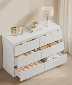 Witte Ladekast met 6 Lades - 100x69x36cm - Opbergkast voor Woonkamer & Hal