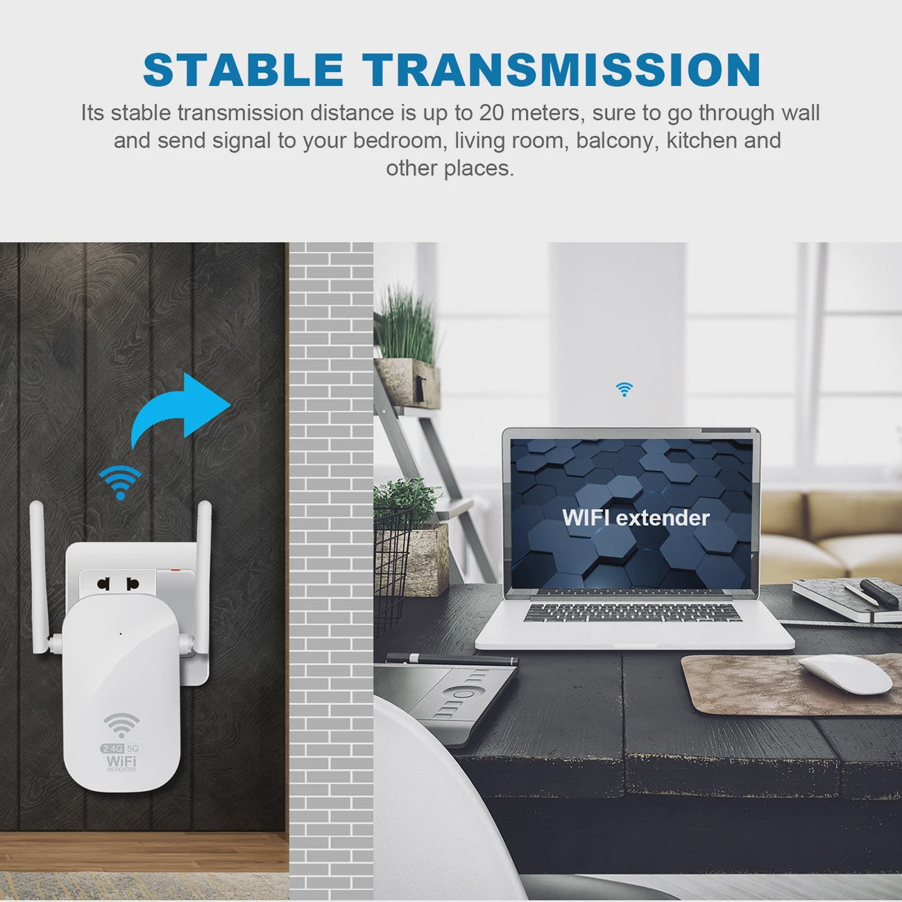 Krachtige 1200Mbps Dual-Band WiFi Repeater & Extender (2.4GHz & 5GHz)