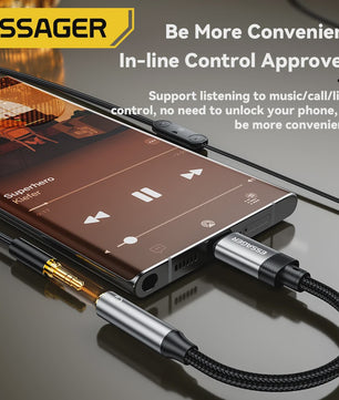 Essager Type-C & Lightning naar 3.5mm Jack AUX Audio Kabel Adapter voor iPhone 15/14/13, Samsung, MacBook