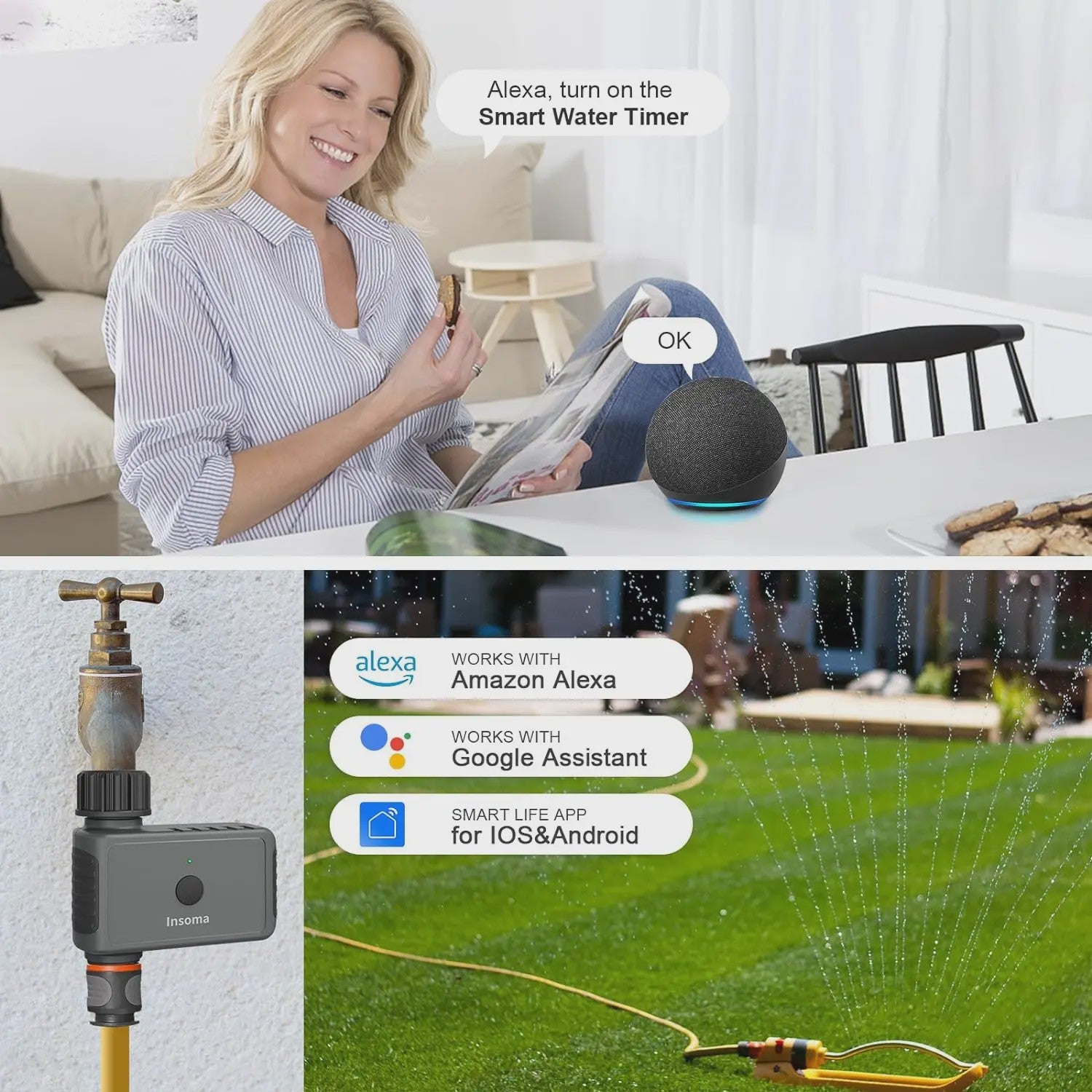 Slimme WiFi Tuinsproeier Timer - Automatische Besproeiing op Afstand met Alexa