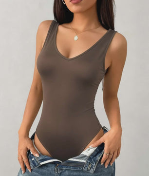 Dames Bodysuit met V-hals - 2-Pack - Mouwloos & Nauwsluitend