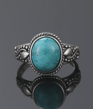 S925 Zilveren Ring met Ovaal Natuurlijke Turkoois - Fijne Sieraden voor Dames en Heren
