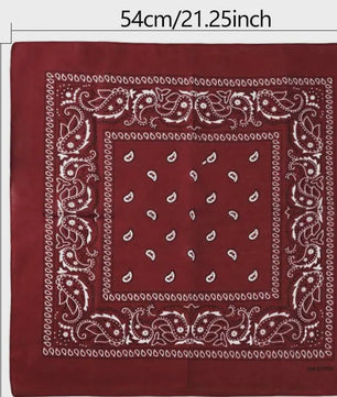 Unisex Paisley Bandana Sjaal - 55x55cm - Zwart, Rood, Wit