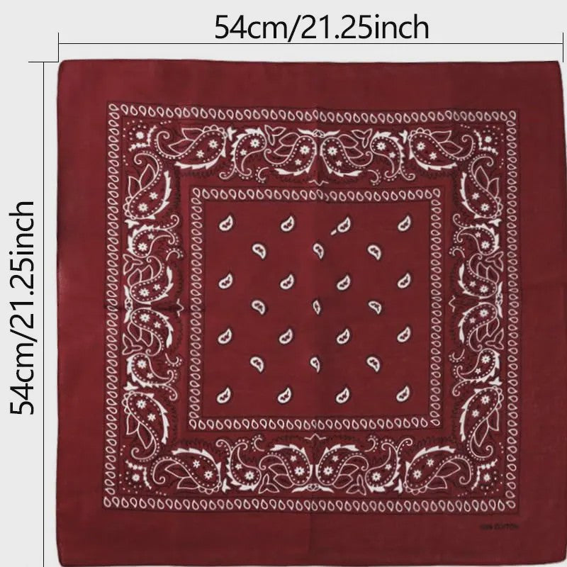 Unisex Paisley Bandana Sjaal - 55x55cm - Zwart, Rood, Wit