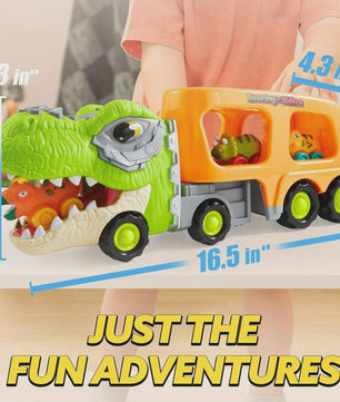 Dinosaurussen Vrachtwagen met 6 Mini Auto's - Licht & Geluid - Speelgoed voor Kinderen