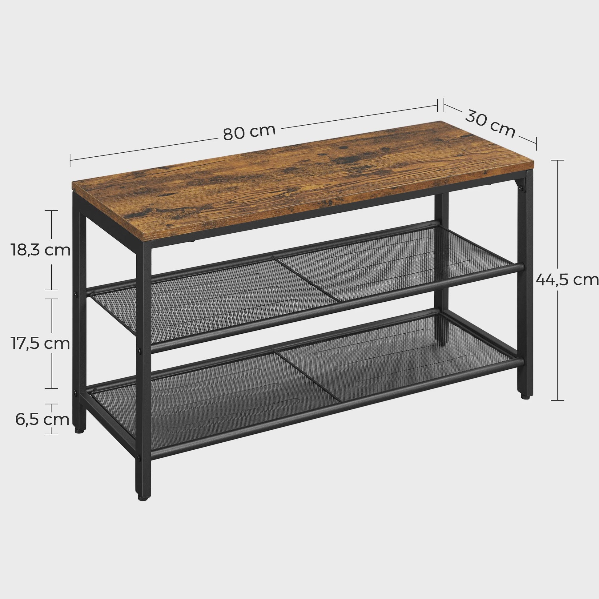 VASAGLE Schoenenbank met 2 Niveaus - 80x30x44.5 cm - Stijlvol en Praktisch voor de Hal