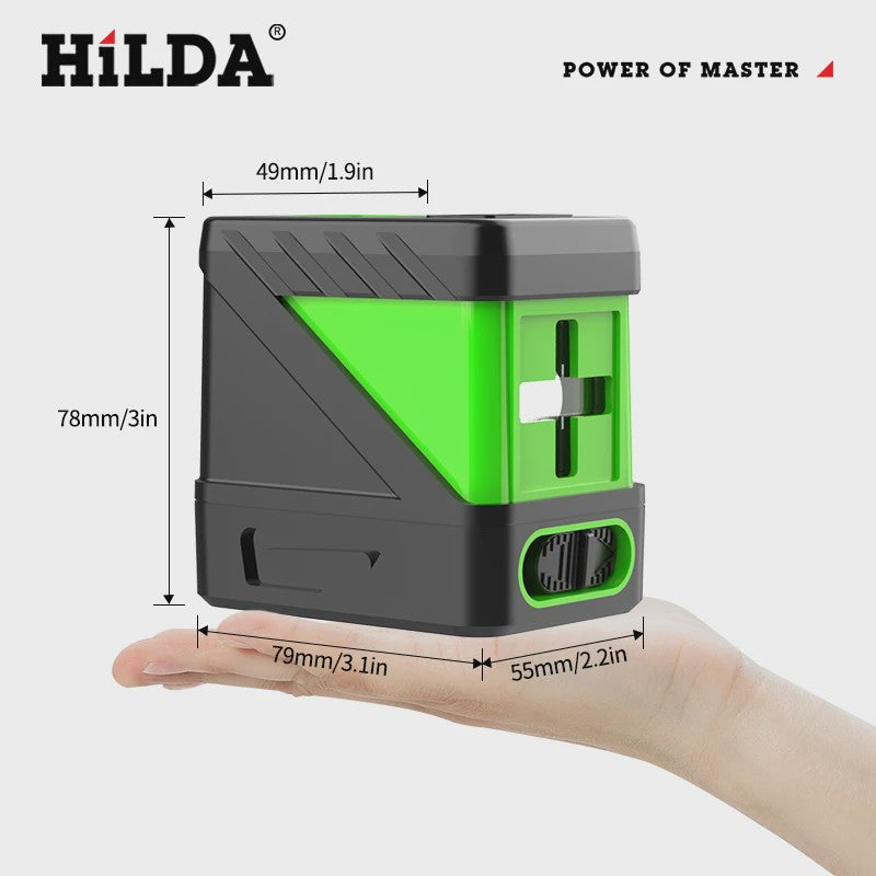 Mini Laser Waterpas met Groene Lijnen: Zelfnivellerend Horizontaal, Verticaal & Kruis