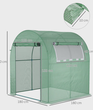Outsunny Kweekkas 180x180x200 cm met Roldeur en Mesh Raam