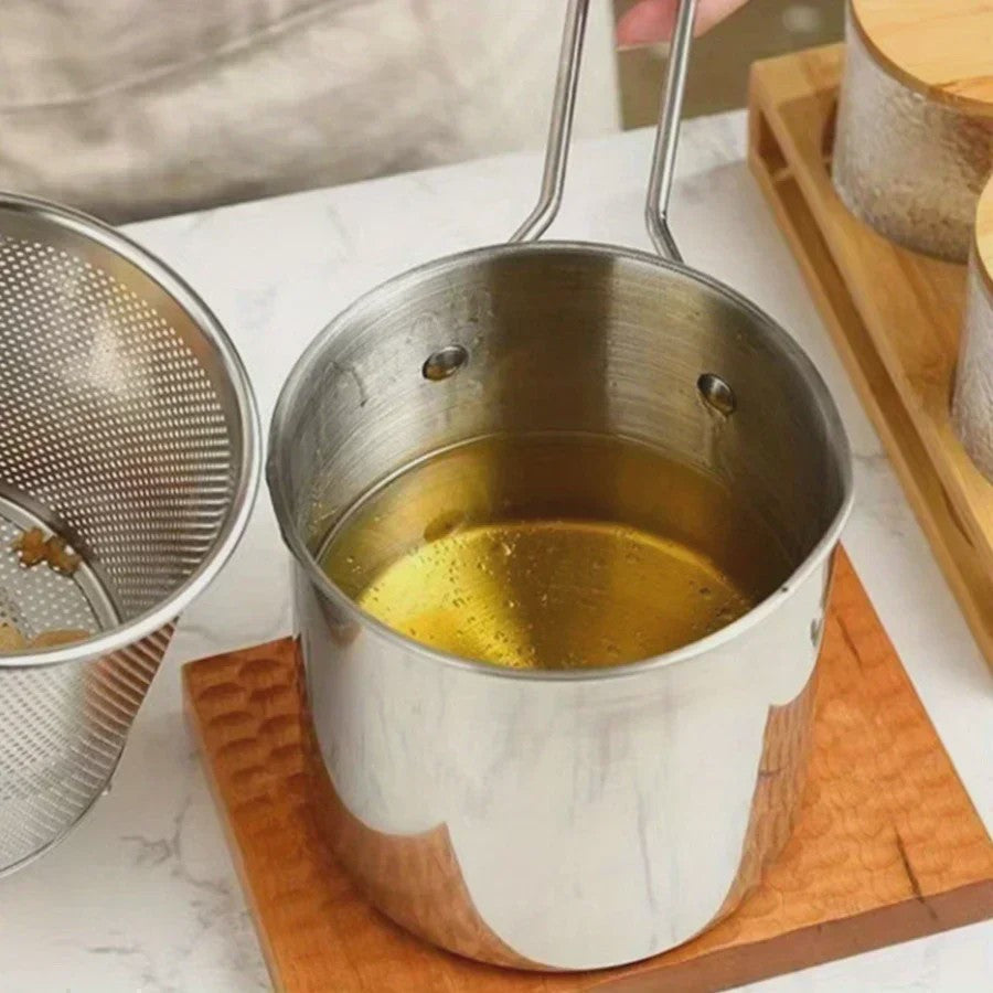 Roestvrijstalen Frituurpan met Filterzeef - Ideaal voor Frietjes en Kipvleugels
