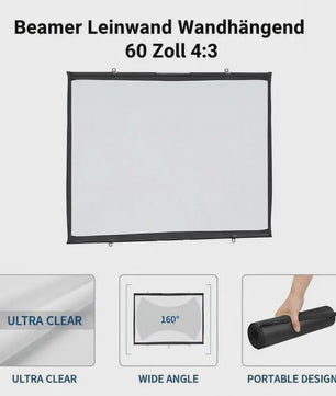 60 inch Projectiescherm Wandmontage 4:3 HD Draagbaar voor Buitenfeesten