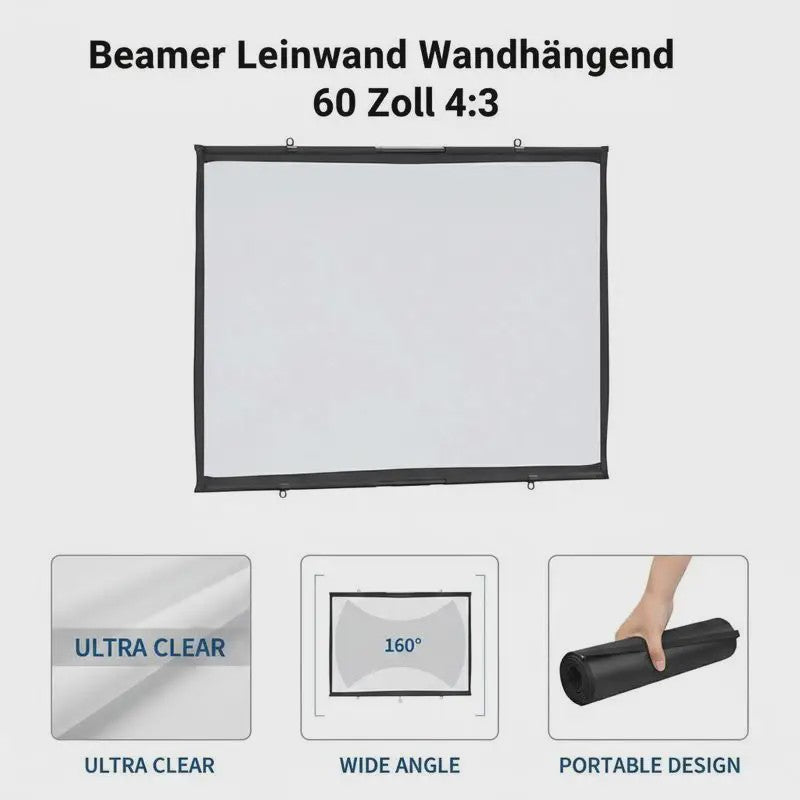 60 inch Projectiescherm Wandmontage 4:3 HD Draagbaar voor Buitenfeesten