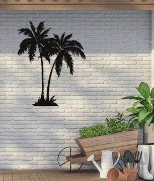 Tropische Palmboom Metaal Wanddecoratie - Buiten & Binnen - Strandhuis Stijl