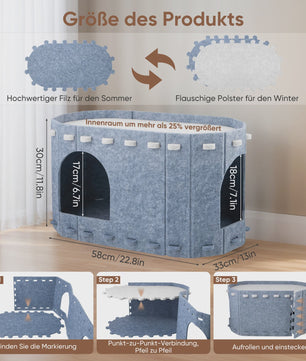 Dubbele Katten Tunnel met Uitneembare Wasbare Filtdelen - Comfort & Krabbescherming