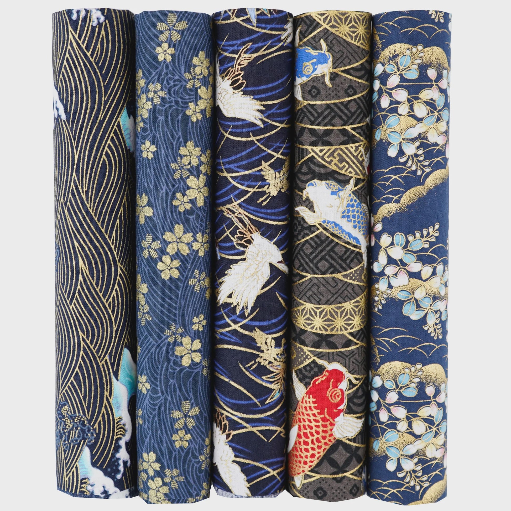5x Japanse Katoen Stofjes Bundel - 25x25cm of 50x50cm - Patchwork & Quilt