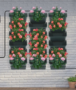 Automatische Zelfwaterende Muurtuin met Timer - 18 Potten Verticale Hangende Plantenbak met Slimme Druppelirrigatie