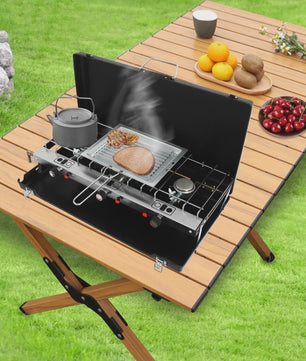 Draagbare Camping Kookplaat & BBQ Grill - Inklapbaar, Zwaar Staal