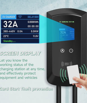 22KW 3-Fase Type 2 EV Laadstation Wallbox met WIFI/APP Controle - Snel Laden tot 7.6KW