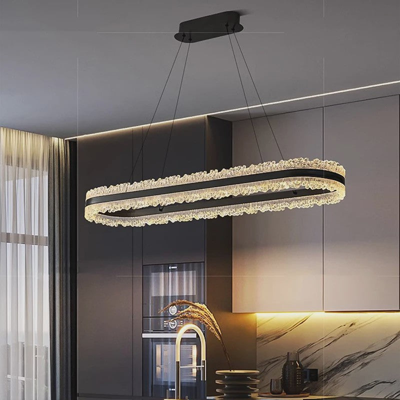 Moderne Ovalen Kristallen Plafondlamp - Hanglamp voor Eetkamer & Keuken