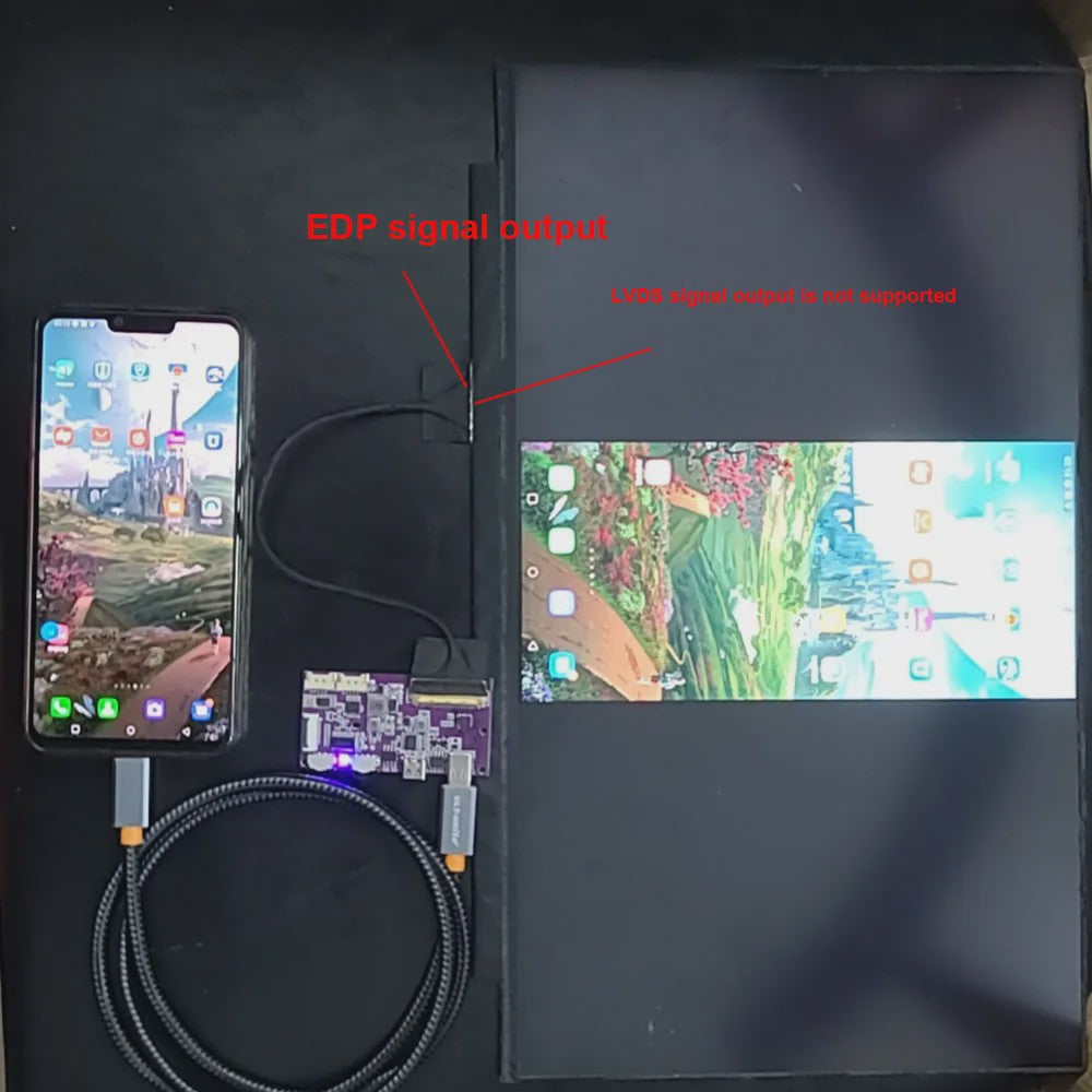 USB-C naar EDP Driver Board voor 2K/4K Schermen - 30/40 Pin