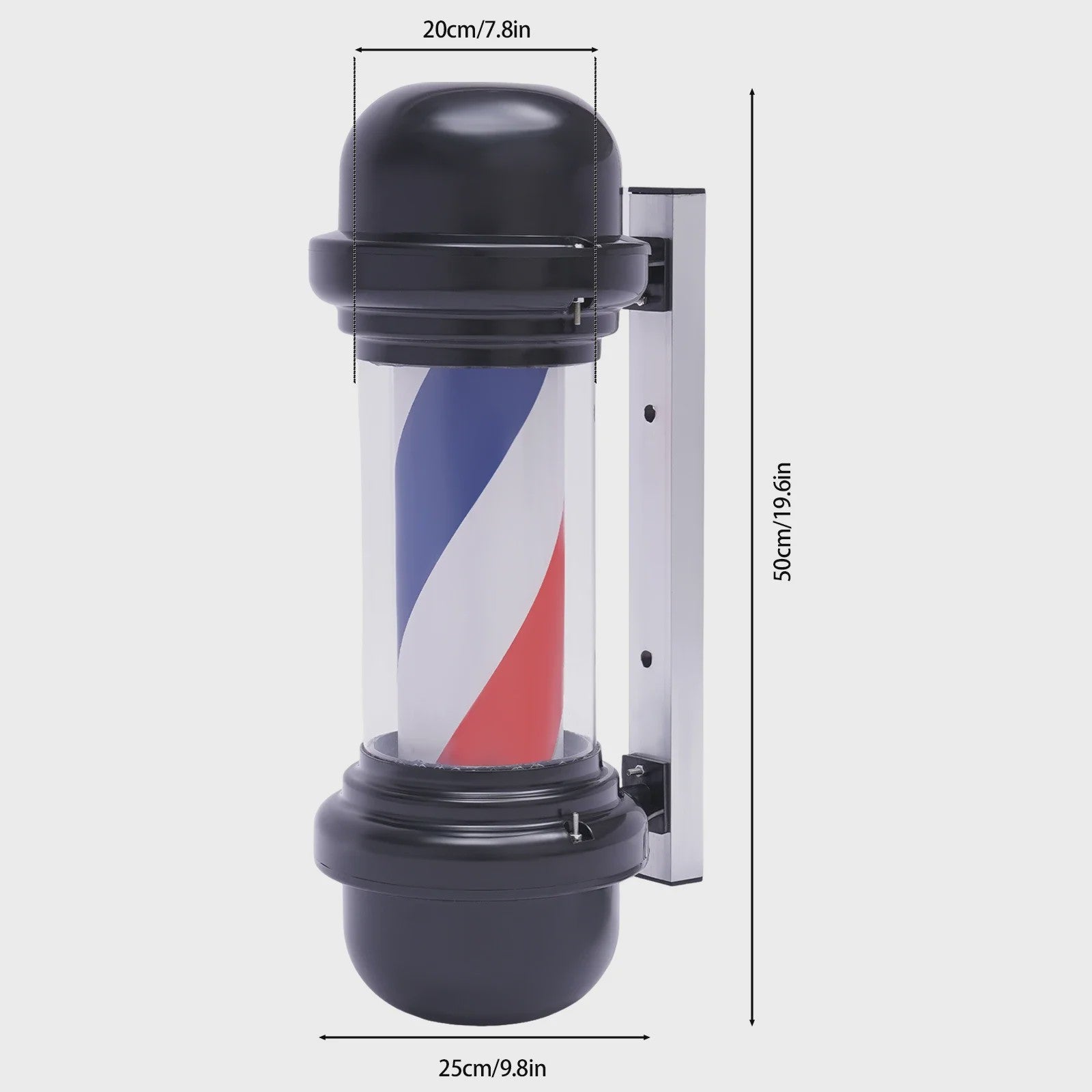 Klassieke Roterende LED Barber Pole - 50cm - Rood, Wit, Blauw - Kapperszaak Verlichting