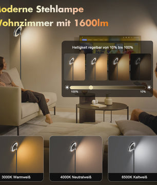 Moderne LED Vloerlamp met Watergolf Effect, RGB & CCT Sfeerverlichting en Leeslamp Functie