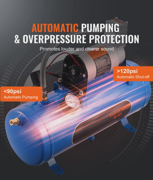 12V Luchtcompressor met Tank (3/6L) - Krachtig voor Trein Hoorn & Banden Oppompen (120psi)
