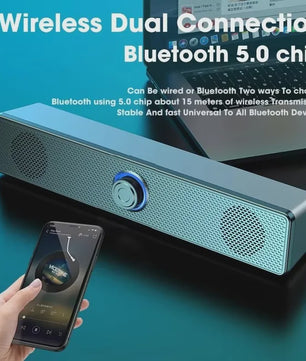 Draadloze Bluetooth Soundbar Speaker voor PC, TV en Laptop - 4D Stereo Geluid
