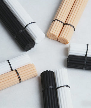 100x Diffuser Stokjes - 3mm x 240mm - Houtkleur, Zwart & Wit - Geurverspreider