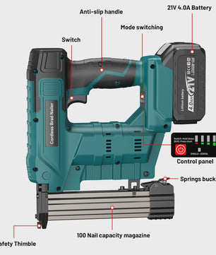 YEARTOP 2-in-1 Accu Tack- en Nagelpistool - Brushless Motor, Krachtig, Makita 18V Compatibel